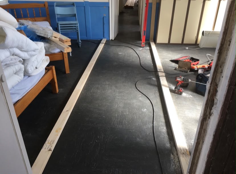 Timber stud wall being framed out for a room partition