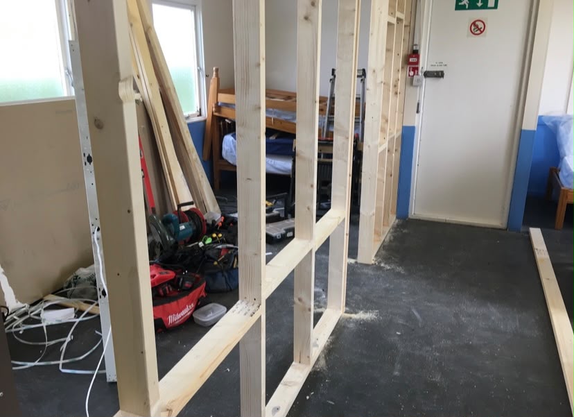Stud wall framing with window openings